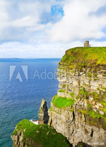 Picture of Cliffs of Moher and OBriens tower west coast of Ireland County Clare at wild atlantic ocean